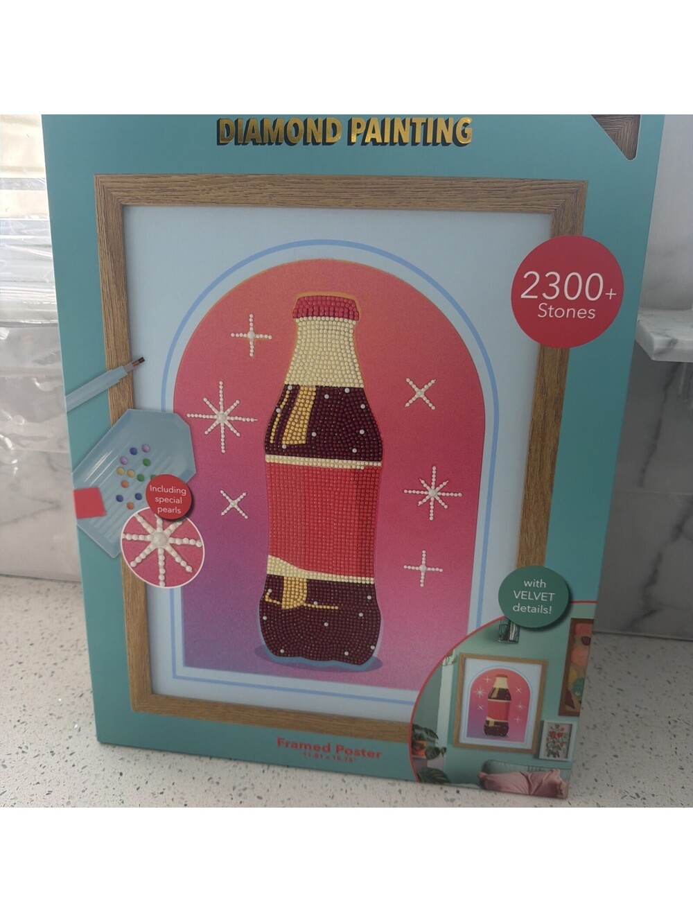 AVEC DIY Diamond Art Painting Coke Bottle 2300+ Stones Framed Poster Kit NWT